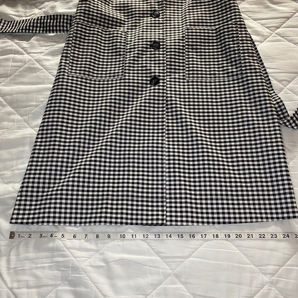 NVLT Black White Gingham Check Utility Rain Trench Coat Size M - Picture 7 of 14
